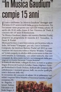 In Musica Gaudium compie 15 anni